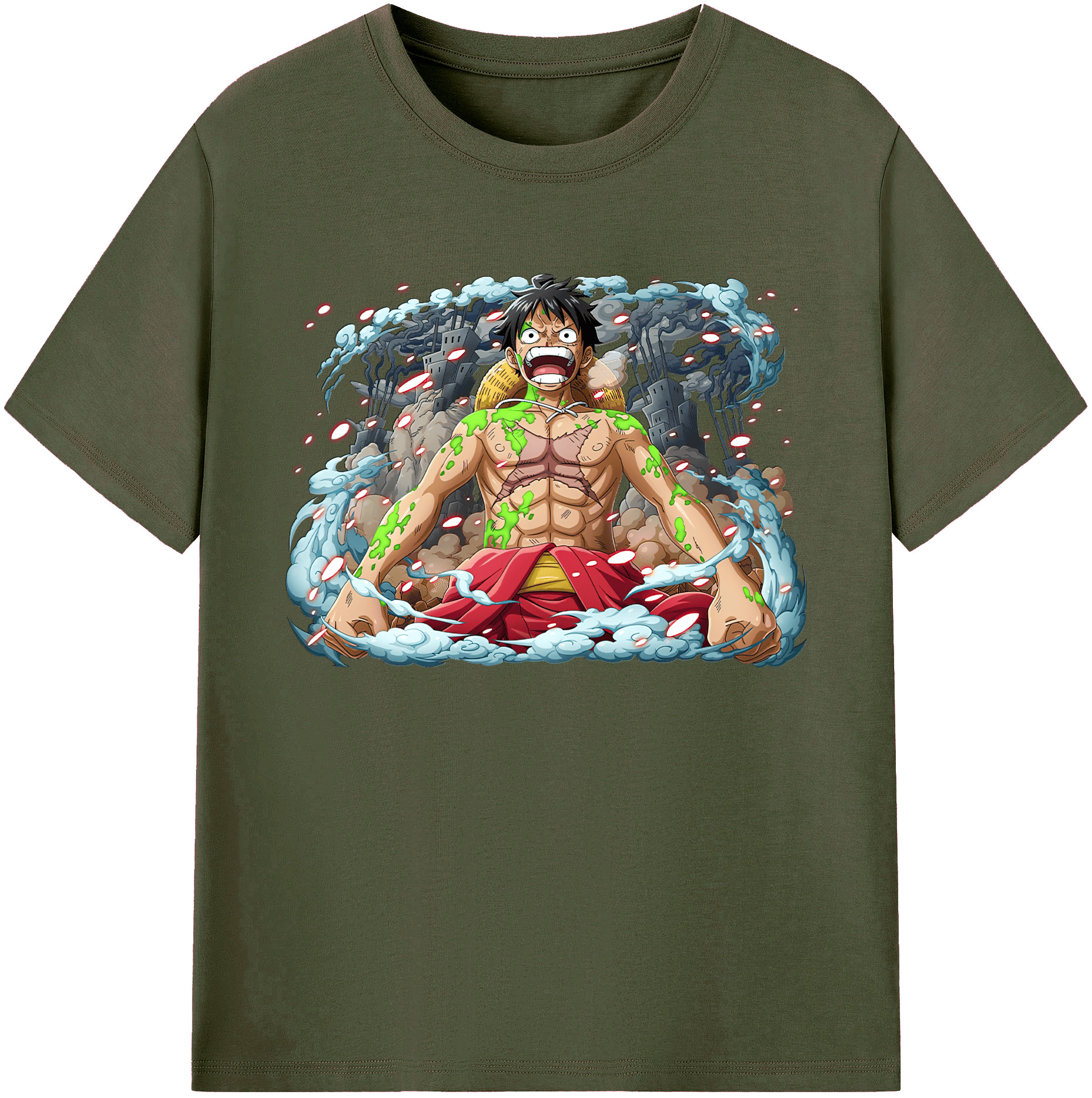 ワンピース モンキー・D・ルフィ ONE PIECE Monkey D. Luffy 綿100％ メンズ半袖Tシャツ｜肌触りやわらか＆通気性